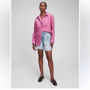 GAP Linen Boyfriend Shirt Purple Clover Large